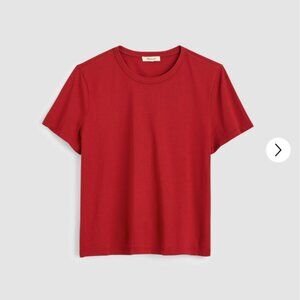 Madewell Ruby Red The Perfect Crewneck Tee in Allday Jersey Medium NWT SOLD OUT!